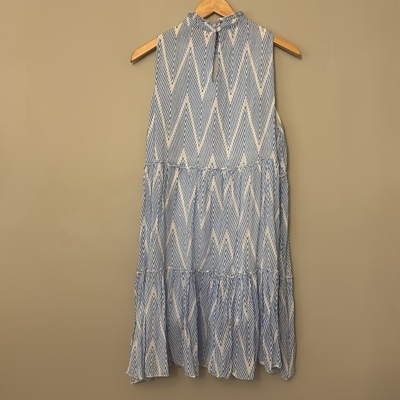 OLIPHANT Sleeveless Tiered Short Dress in Santorini Blue Large - Picture 4 of 9